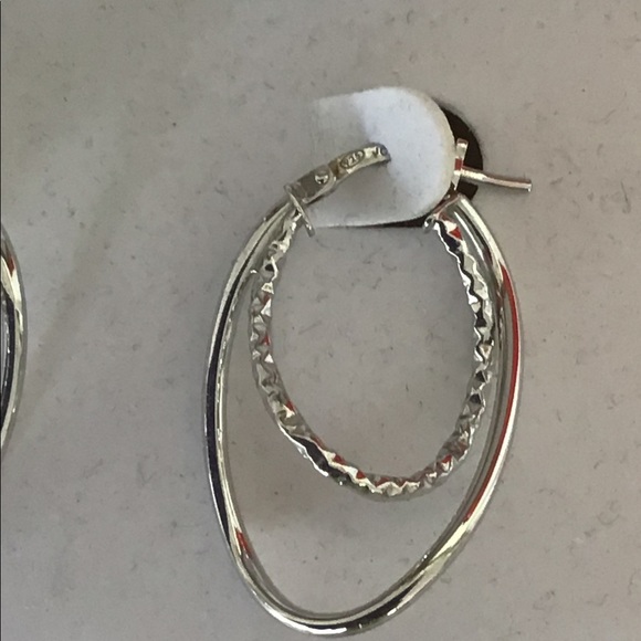 BRILLIANCE STERLING SILVER HOOPS AND CUBIC ZIRCONIA STUDS NWT - Picture 6 of 11